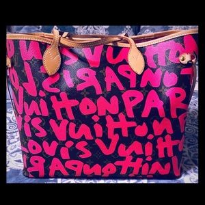 Louis Vuitton, Bags, Louis Vuitton Pink Graffiti Gm Never Full Bag